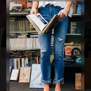 Free People Fringe Hem Skinny Jeans 24